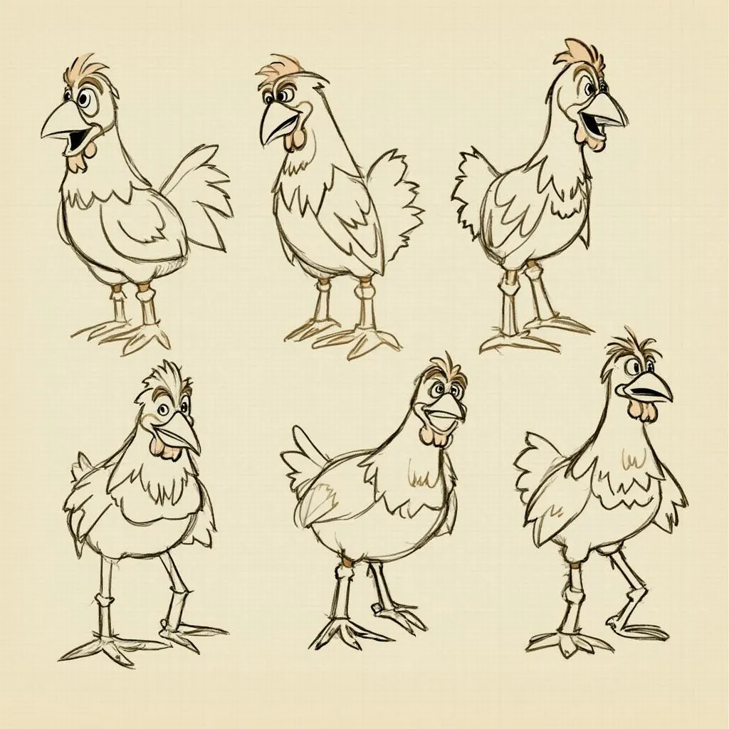 Concept art for Chicken Road characters